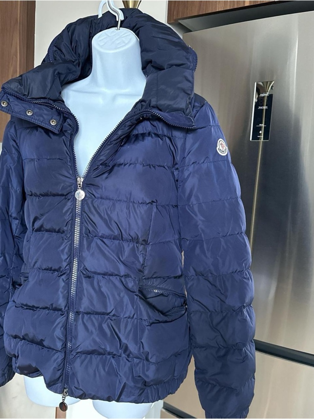 Moncler Navy Quilted Down Puffer Jacket with Hood